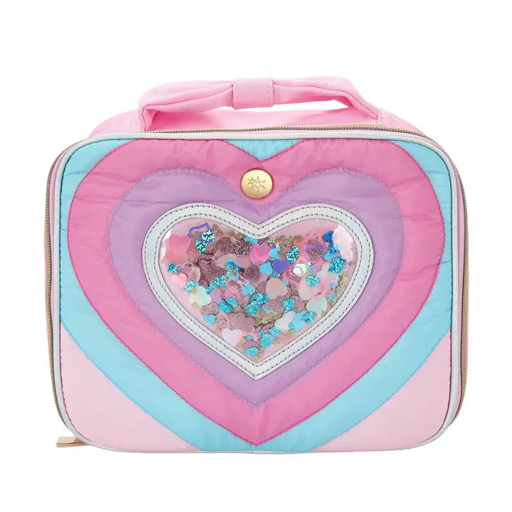 "Taylor" Quilted Confetti Hearts Insulated Lunchbox