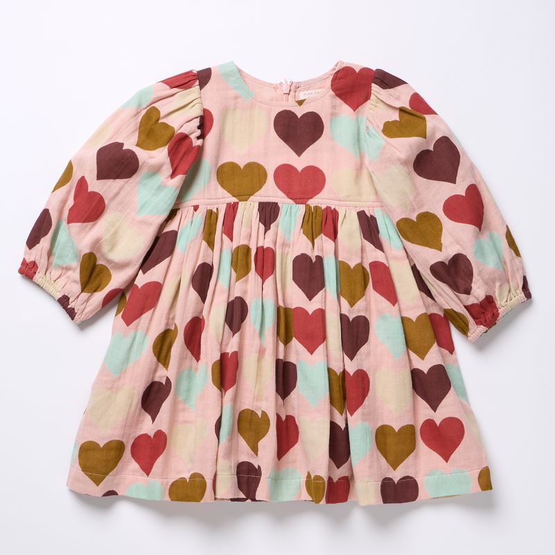 GIRLS BEA DRESS - MULTI HARVEST HEARTS