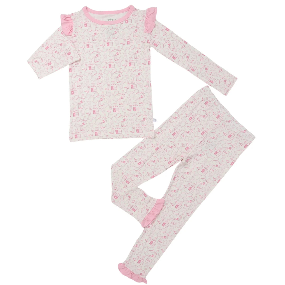 Girls Ruffle Wild West Pink Loungewear Set