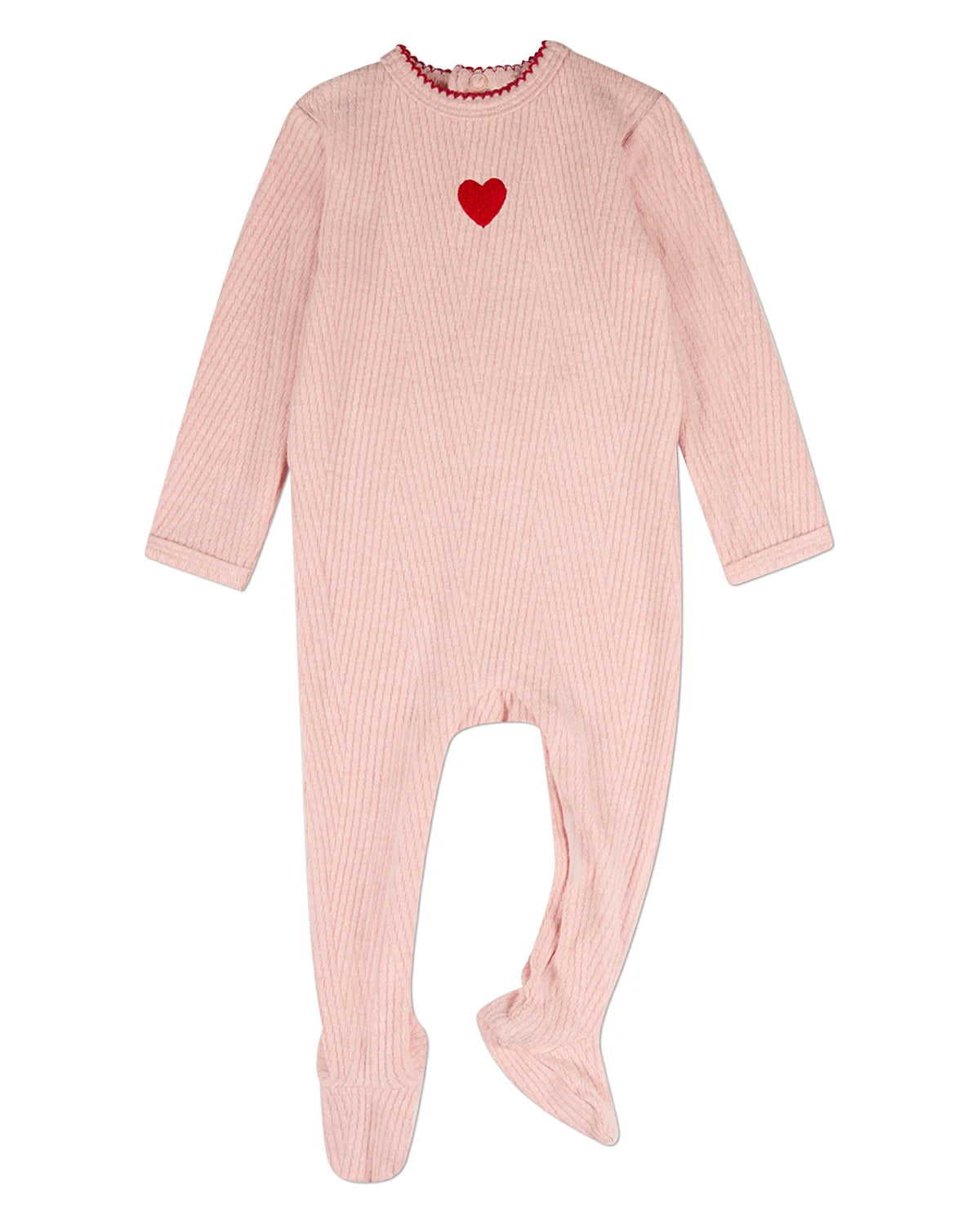 Heart Embroidered Textured Footie