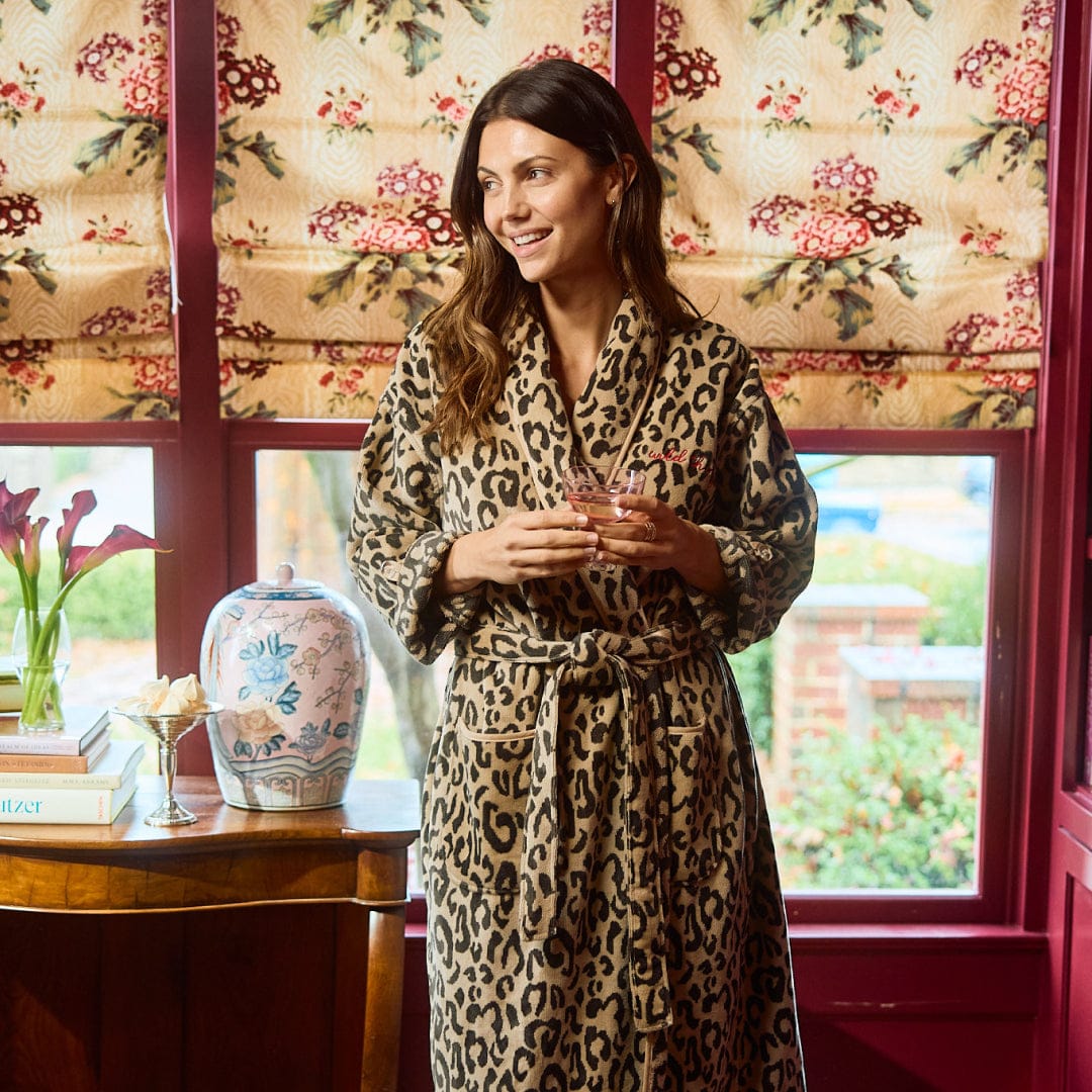 Women’s Long Plush Robe - Leopard