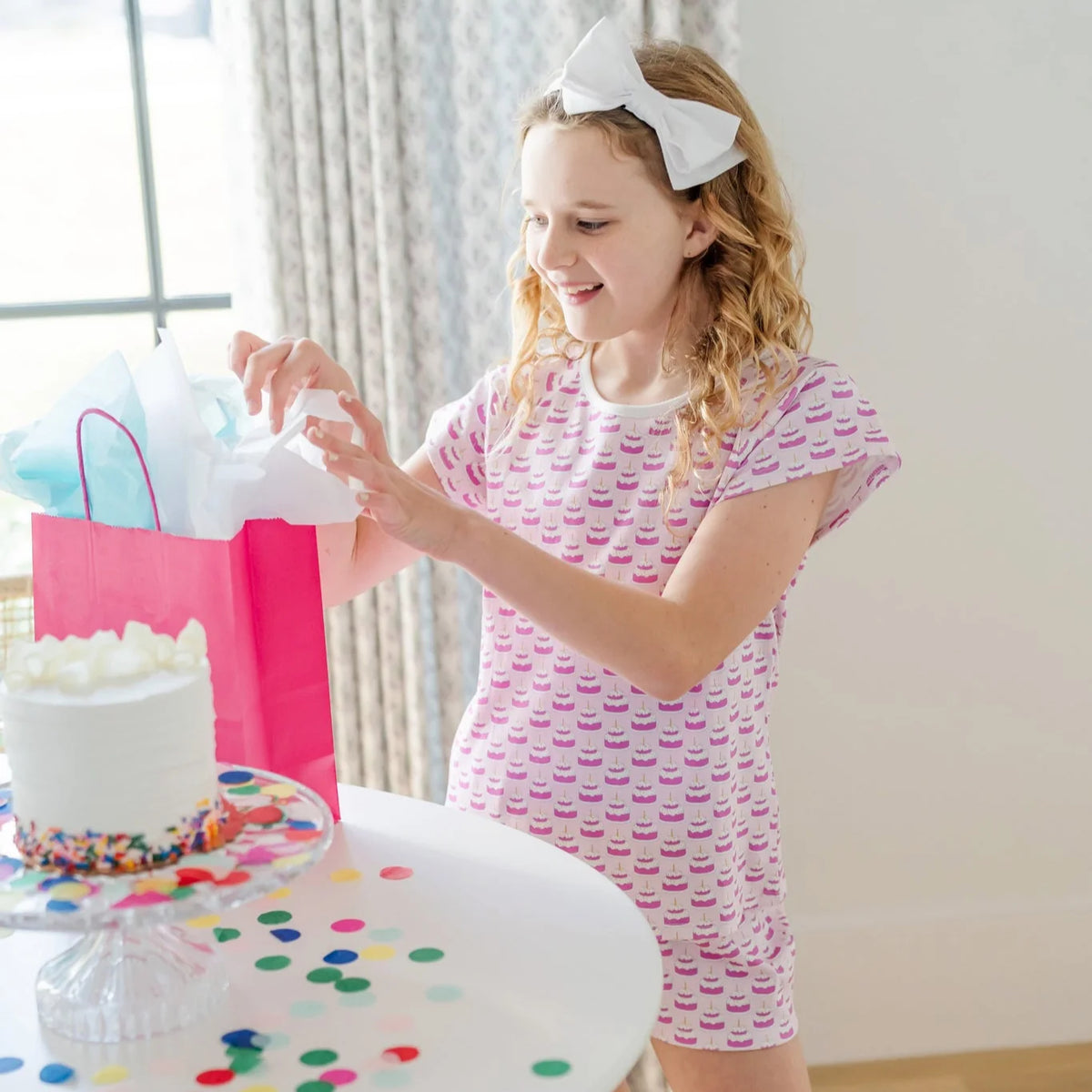 Emery Girls Short Set - Birthday Cake Pink