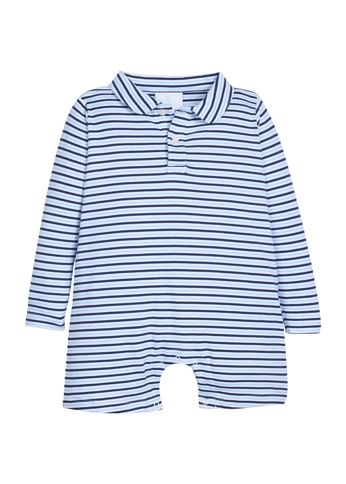 Long Sleeve Peter Pan Polo Romper - Winslow Stripe