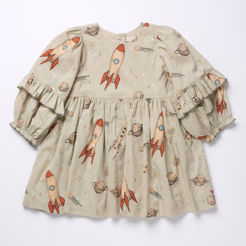GIRLS MAGNOLIA DRESS - SPACE ROCKET