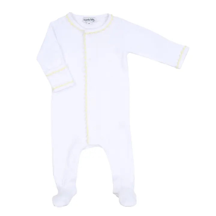 Baby Joy Footie with Yellow Crochet Trim