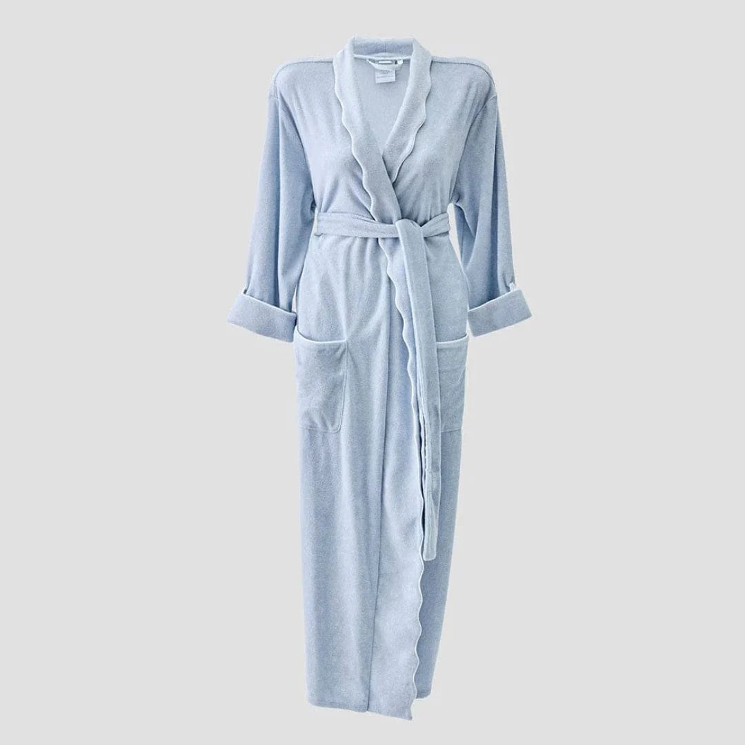 Women's Long Scallop Lightweight Robe - Robin's Egg