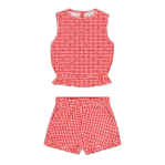 girls cranberry gingham french terry set