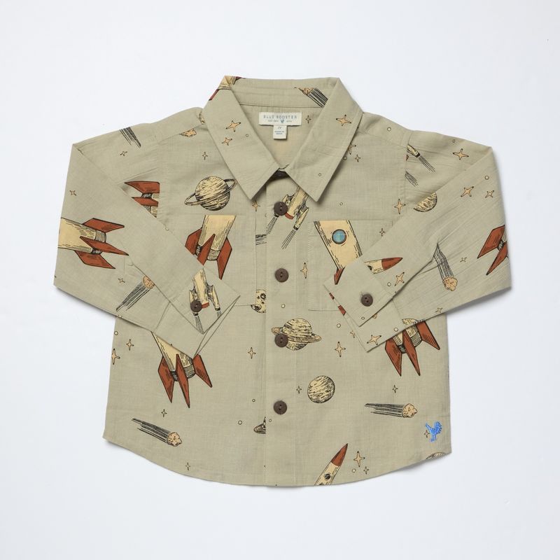 BOYS LONG SLEEVE JACK SHIRT - SPACE ROCKET